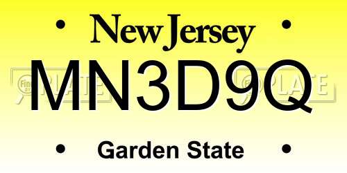 MN3D9Q New Jersey License Plate