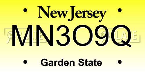 MN3O9Q New Jersey License Plate