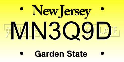 MN3Q9D New Jersey License Plate