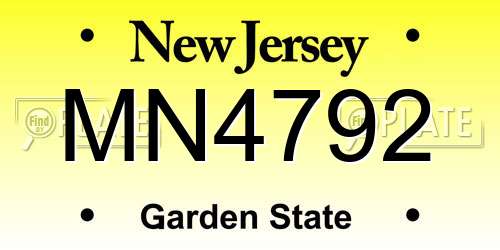 MN4792 New Jersey License Plate