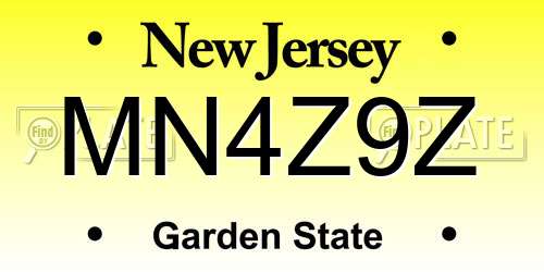 MN4Z9Z New Jersey License Plate