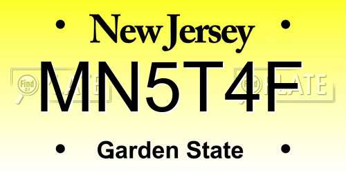 MN5T4F New Jersey License Plate