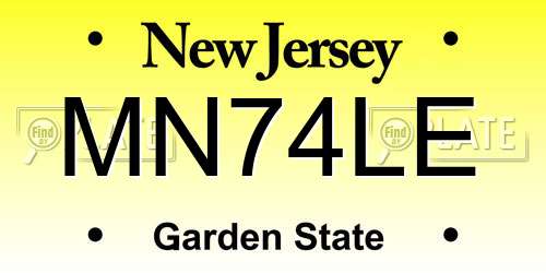 MN74LE New Jersey License Plate