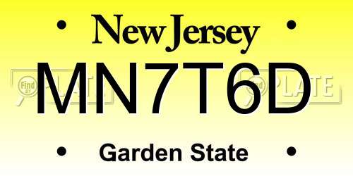 MN7T6D New Jersey License Plate