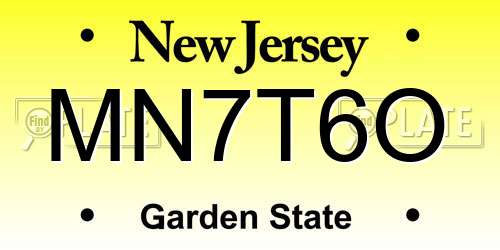 MN7T6O New Jersey License Plate