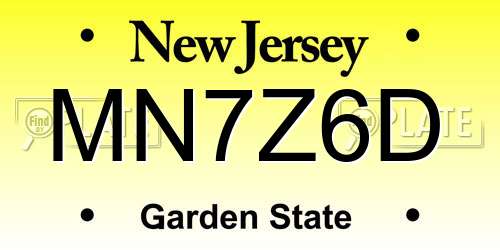 MN7Z6D New Jersey License Plate
