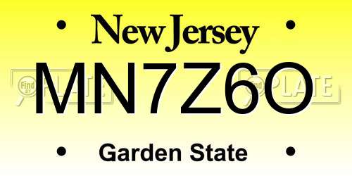 MN7Z6O New Jersey License Plate