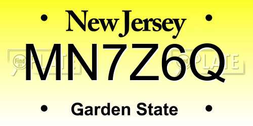 MN7Z6Q New Jersey License Plate
