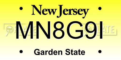 MN8G9I New Jersey License Plate