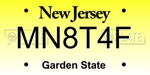 MN8T4F New Jersey License Plate