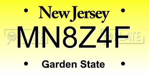 MN8Z4F New Jersey License Plate