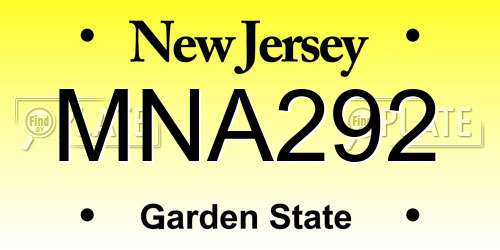 MNA292 New Jersey License Plate