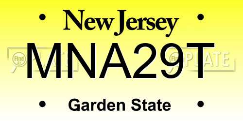 MNA29T New Jersey License Plate
