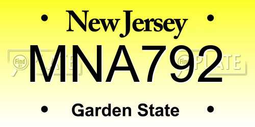 MNA792 New Jersey License Plate