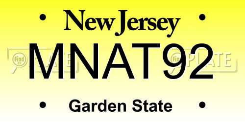 MNAT92 New Jersey License Plate
