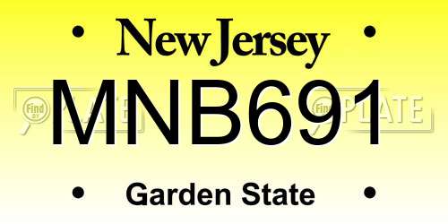 MNB691 New Jersey License Plate