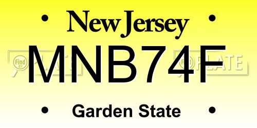 MNB74F New Jersey License Plate