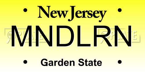 MNDLRN New Jersey License Plate