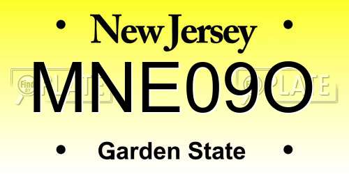 MNE09O New Jersey License Plate