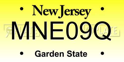 MNE09Q New Jersey License Plate
