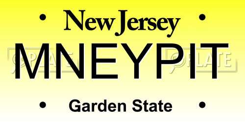 MNEYPIT New Jersey License Plate