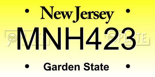 MNH423 New Jersey License Plate