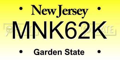 MNK62K New Jersey License Plate