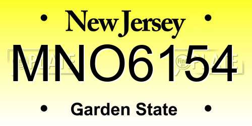 MNO6154 New Jersey License Plate