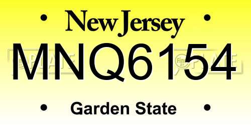 MNQ6154 New Jersey License Plate