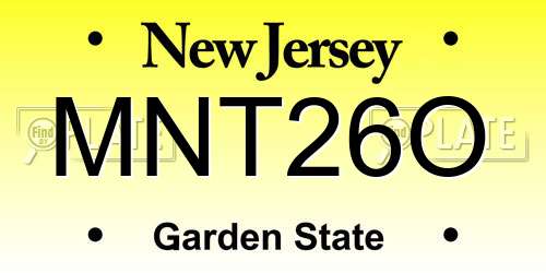 MNT26O New Jersey License Plate