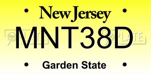 MNT38D New Jersey License Plate