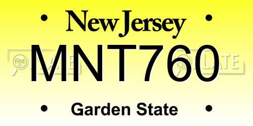 MNT760 New Jersey License Plate