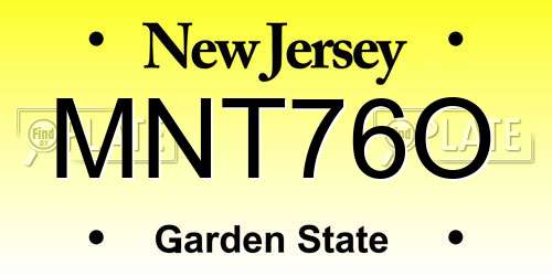 MNT76O New Jersey License Plate