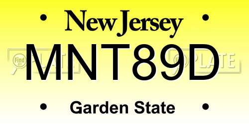 MNT89D New Jersey License Plate
