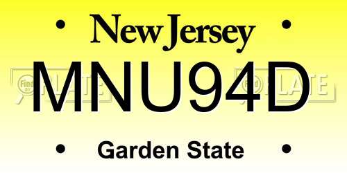 MNU94D New Jersey License Plate