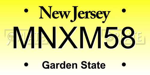 MNXM58 New Jersey License Plate