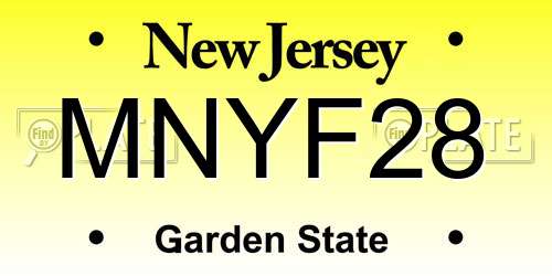 MNYF28 New Jersey License Plate