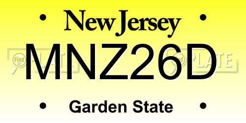 MNZ26D New Jersey License Plate