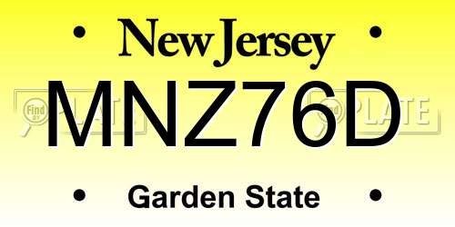 MNZ76D New Jersey License Plate