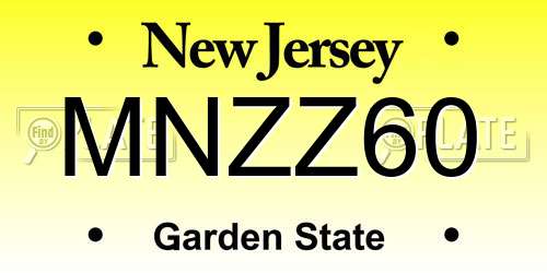 MNZZ60 New Jersey License Plate