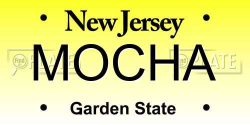 MOCHA New Jersey License Plate