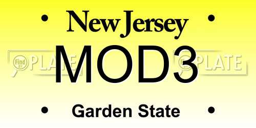 MOD3 New Jersey License Plate