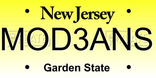 MOD3ANS New Jersey License Plate
