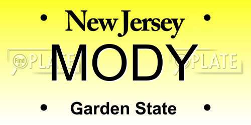 MODY New Jersey License Plate