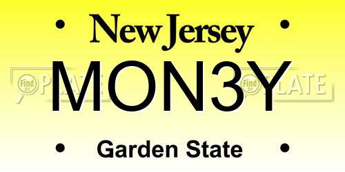 MON3Y New Jersey License Plate