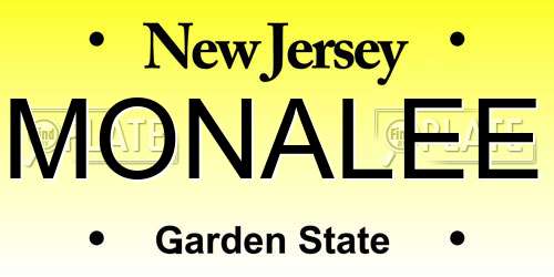 MONALEE New Jersey License Plate