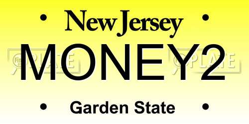 MONEY2 New Jersey License Plate