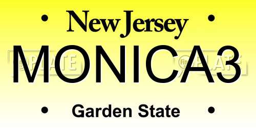 MONICA3 New Jersey License Plate