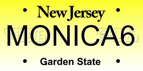 MONICA6 New Jersey License Plate