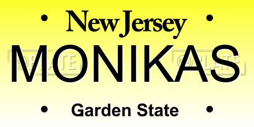 MONIKAS New Jersey License Plate